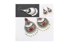 Bohemian Style Vintage Long Hollow Crescent Leaf Drop Earrings