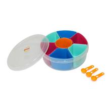 Multicolor Plastic Round 7 Sectioned Spice (Masala) Box - KP1044
