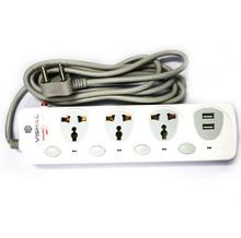 Multi-plug with 2 USB and 4 sockets