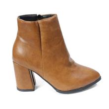 Zippered Synthetic Block Heeled Ankle Boots For Women - 3777