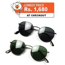 Manhattan Combo of Two Round Sunglasses- Black/Green