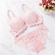 2020 brand new sexy lace bra set solid flower three quarters