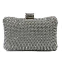 Silver Rhine Stone Studded Party Clutch For Women