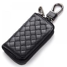 Unisex Genuine Leather Keychain Key Holder Bag Zippered Key Case