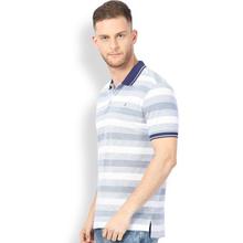 Striped Men's Polo Neck Grey T-Shirt