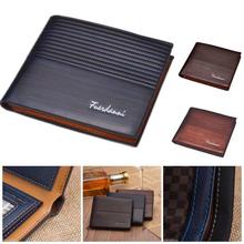 Wood Brown PU Leather Bifold Wallet For Men