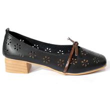 Black Floral Stitched Closed Shoes For Women(D55)