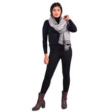 Paislei grey  stole  printed border  for women-MG-GS2031