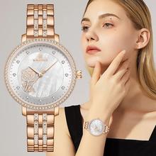 NAVIFORCE NF5017 Luxury Women Fashion Stainless Steel Waterproof Wrist Watch For Women  with Rhinestone Relogio Feminino