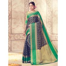 Stylee Lifestyle Navy Blue Banarasi Silk Jacquard Saree - 2125