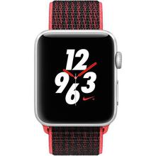 Apple Watch Nike+ Series 3 42mm Smartwatch (GPS + Cellular, Silver Aluminum Case, Bright Crimson/Black Nike Sport Loop)