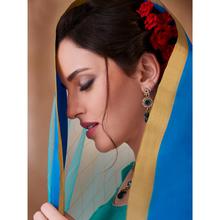 Stylee Lifestyle Turquoise Organza Woven Saree - 1885