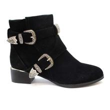 Shoe.A.Holics ZX 81168033 Black Belt Ankle Boots For Women