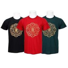 Pack Of 3 Mandala 100% Cotton T-Shirt For Men-Dark Green/Red/Blue - 03