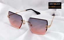 GREY JACK 400 Uv Dark Shaded Black Lens With Gold Metal Sq.Rimless Frame .Sunglasses For Women & Men