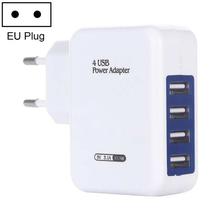 HT-CD03 15.5W 5V 3.1A 4-Port USB Wall Charger Travel Charger, EU Plug (White)