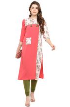 Women Floral Printed Straight Kurtis – Pink