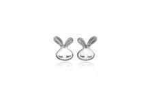 Silver Toned Rabbit Eyes Earrings For Women