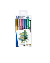 Staedtler Metallic Markers - Pack of 6 Colors + 1 Calligraphy Pigment Liner Pen