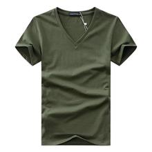 Army green V Neck half sleve T-shirt