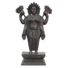 Black Wooden Carved Laxmi Statue