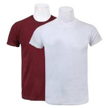 Pack Of Two Solid T-Shirt For Men-(White/Maroon)