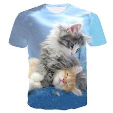 2018 New Cool T-shirt Men/Women 3d Tshirt Print two cat Short Sleeve