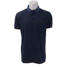 Solid Half Buttoned Denim Collar Designed Polo T-Shirt For Men