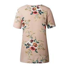 Summer Women Round Neck Casual T-shirt Chiffon Short-sleeved