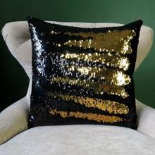 Black/Gold Patterned Sequin Embellished Cushion