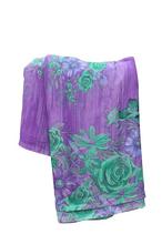 Printed purple green silk saree