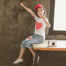 Short-sleeved two-piece suit_Girls' summer suit new casual