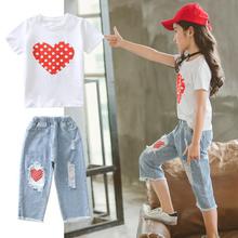 Short-sleeved two-piece suit_Girls' summer suit new casual