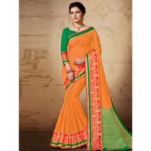 Stylee Lifestyle Orange Banarasi Silk Jacquard Saree (1825)