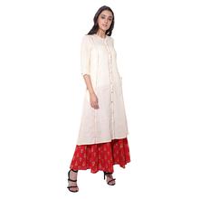 Ivory cotton kurti with printed pipping By "Paislei"
