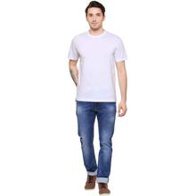 White Solid Round Neck T-Shirt For Men