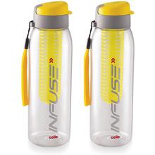 Cello Infuse Plastic Water Bottle Set, 800ml, Set of 2,