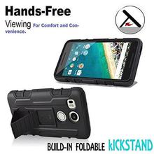 Ziaon Robot Case Black Rugged Impact Armor Kickstand Cover With Belt