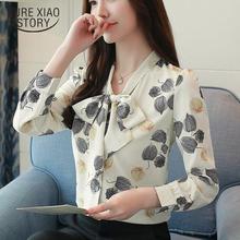 2018 New arrived women blouse OL style bow tie shirt in