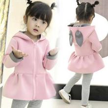 Pink Bunny Ears Design Coat For Girls (HF-449)