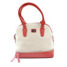 David Jones Orange/Beige Two Toned Zippered Handbag For Women