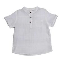 Solid Mandarin Collar Top For Boys