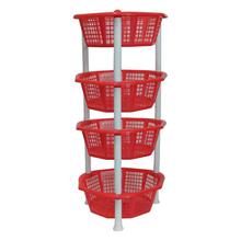 Bagmati Red Delux Plastic 4-Layer Shelf Storage Rack Organizer