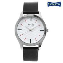 Sonata 77063SL04 White Dial Analog Watch For Men
