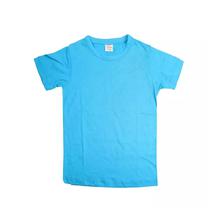 Turquoise Blue Plain Half Sleeves Tshirt For Boys