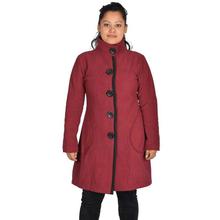 Black Polar Fleece Front Buttoned Long Coat For Women-WCT1086