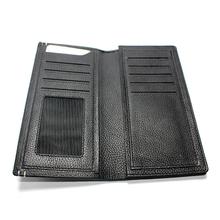 Mens Genuine Leather Wenz Long Wallet Leather Pockets Card Bag Clutch Center Bifold Purse Brown