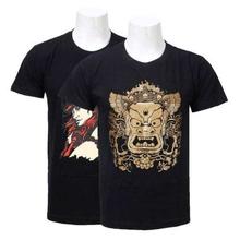 Pack Of 2 Cotton Printed T-Shirts For Men-Black/White