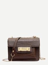 Croc Embossed Chain Crossbody Bag