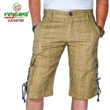 Virjeans Linen Box Half Pant For Men (VJC 687) - Skin